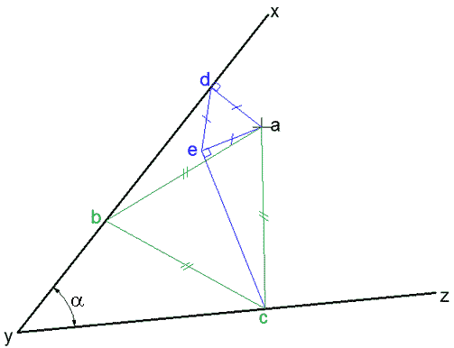 حل مسألة: رسم مثلث متساوي الأضلاع على مستقيمين ونقطة